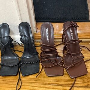 Public Desire Brown lace up Heels and SIMMI London Black Lace Up Heels